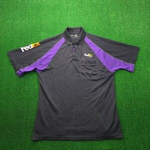 Fedex Express Polo Shirt Mens Large Black Short Sleeve Employee Uniform Work